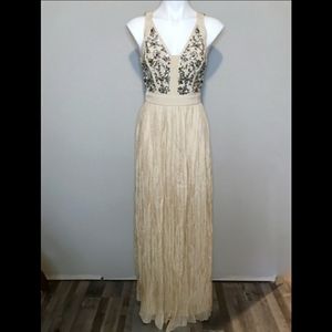 Rebecca Taylor Cream Silk Gown Sequin Size 4